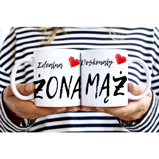 PREZENT ŚLUBNY ZESTAW KOC 160x200 + KUBKI ŻONA MĄŻ