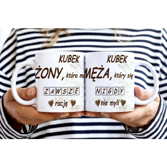 PREZENT ŚLUBNY ZESTAW KUBKI ŻONA i MĄŻ W SKRZYNCE