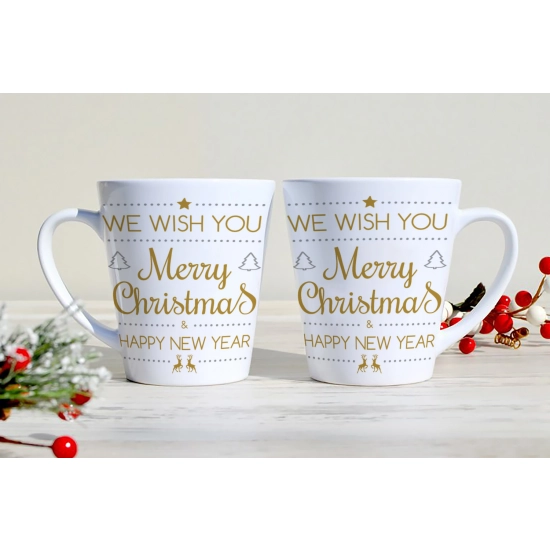 ŚWIĄTECZNY KOMPLET KUBKÓW 330ml LATTE PREZENT MIKOŁAJ ZESTAW W PUDEŁKU DRUK