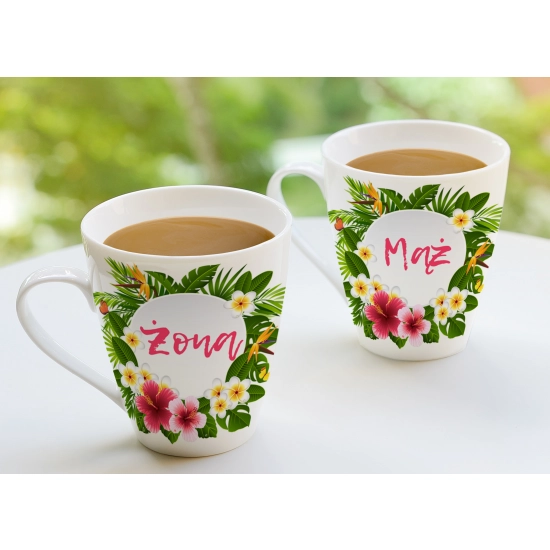 PREZENT ŚLUBNY ZESTAW RĘCZNIKI + KUBKI ŻONA i MĄŻ