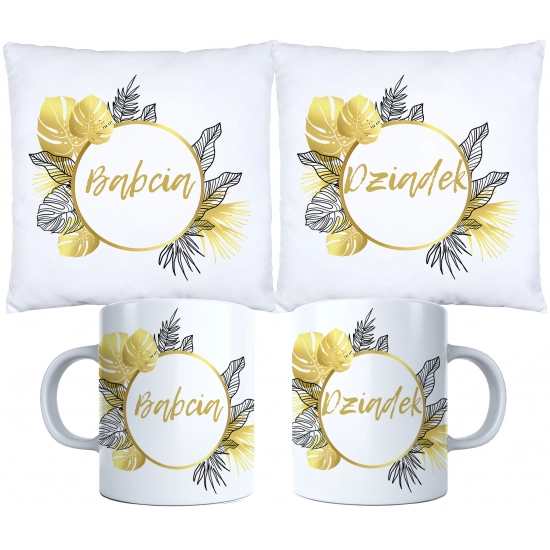 KOMPLET PREZENT DLA BABCI I DZIADKA PODUSZKA KUBEK BABCIA DZIADEK ZESTAW