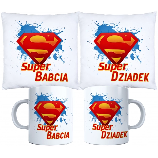 KOMPLET PREZENT DLA BABCI I DZIADKA PODUSZKA KUBEK BABCIA DZIADEK ZESTAW
