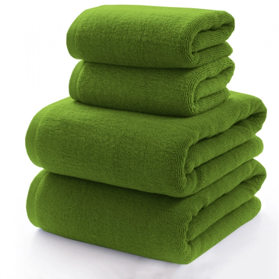 KOMPLET RĘCZNIKÓW FROTTE 2x 70X140 + 2x 50x100 400g/m2 GRUBE CHŁONNE OLIWKA