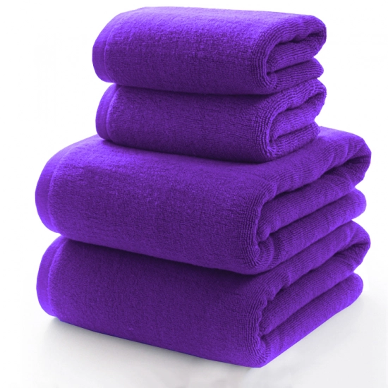 KOMPLET RĘCZNIKÓW FROTTE 2x 70X140 + 2x 50x100 400g/m2 GRUBE CHŁONNE FIOLET