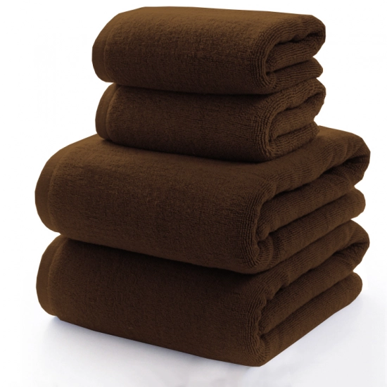 KOMPLET RĘCZNIKÓW FROTTE 2x 70X140 + 2x 50x100 400g/m2 GRUBE CHŁONNE BRĄZ