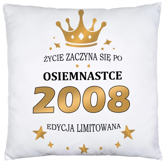 PODUSZKA 40x40 PREZENT URODZINY 18 OSIEMNASTKĘ