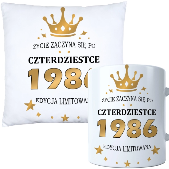KOMPLET PODUSZKA KUBEK NA 40 URODZINY PREZENT