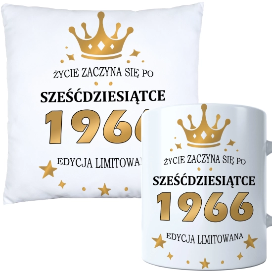 KOMPLET PODUSZKA KUBEK NA 60 URODZINY PREZENT