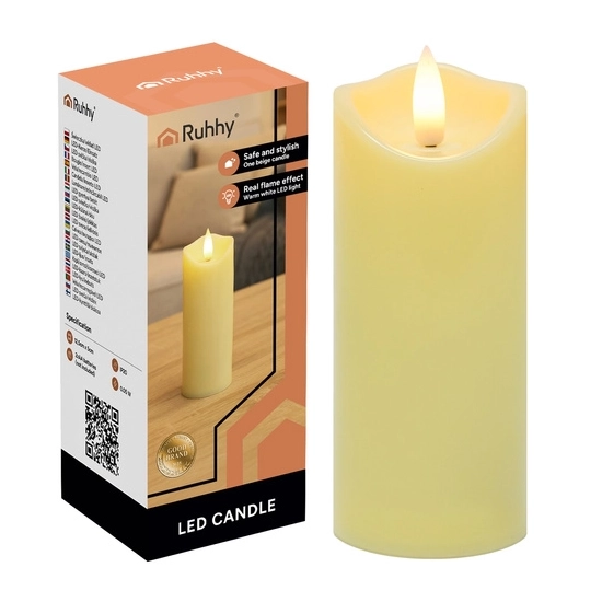 Pojedyncza świeczka LED w formie wkładu do znicza RUHHY (12,5 cm), kolor beżowy.