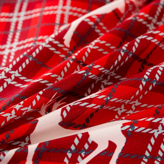 Pościel satyna bawełniana świąteczna w czerwono-białym wzorze