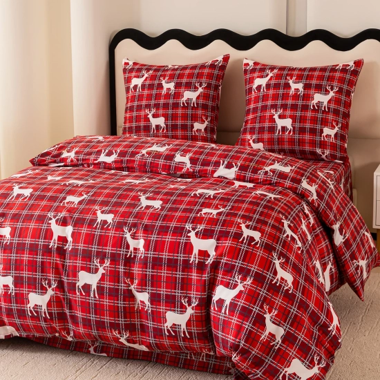 Świąteczna pościel satynowa z zamkiem błyskawicznym