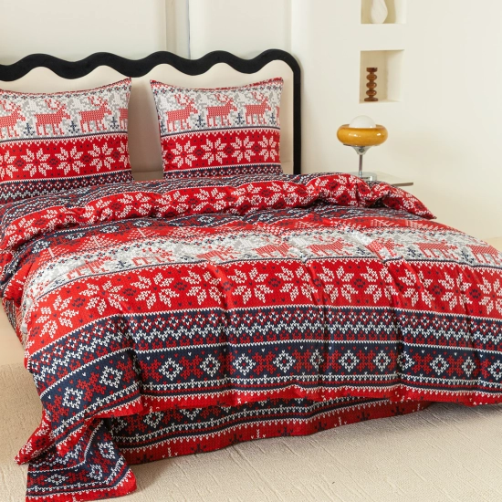 Pościel świąteczna z reniferami i śnieżynkami