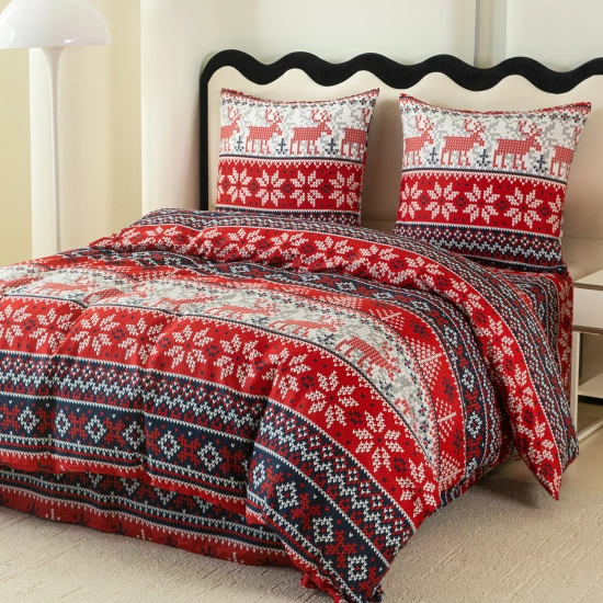 Świąteczna pościel satynowa z zamkiem błyskawicznym