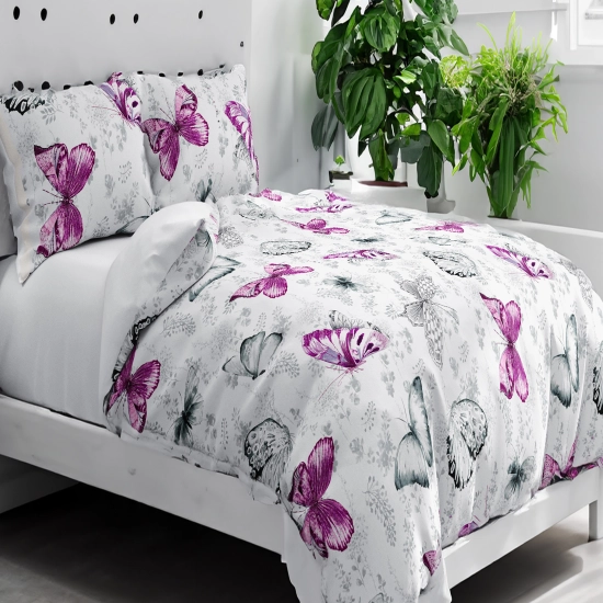 KOMPLET POŚCIELI POLSKA 100% BAWEŁNA FIOLETOWY MOTYL 200x200