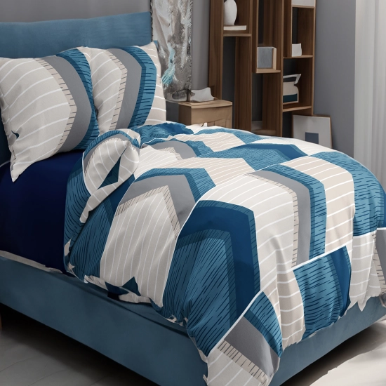 KOMPLET POŚCIELI POLSKA 100% BAWEŁNA NIEBIESKI SZRON 180x200