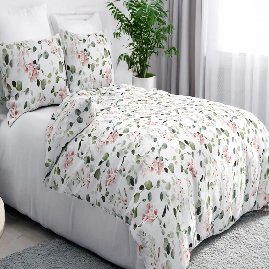 POŚCIEL 100% BAWEŁNA ZIELONE PŁATKI  POLSKI KOMPLET POŚCIELI