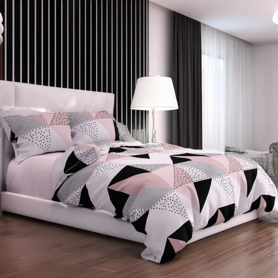 KOMPLET POŚCIELI POLSKA 100% BAWEŁNA TRÓJKĄTNY RÓŻ 180x200