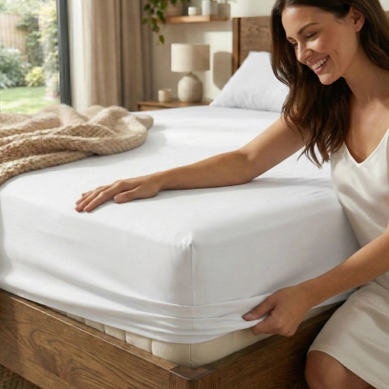 PRZEŚCIERADŁO Z GUMKĄ BAWEŁNIANE 200X220 cm + 25cm BIAŁY