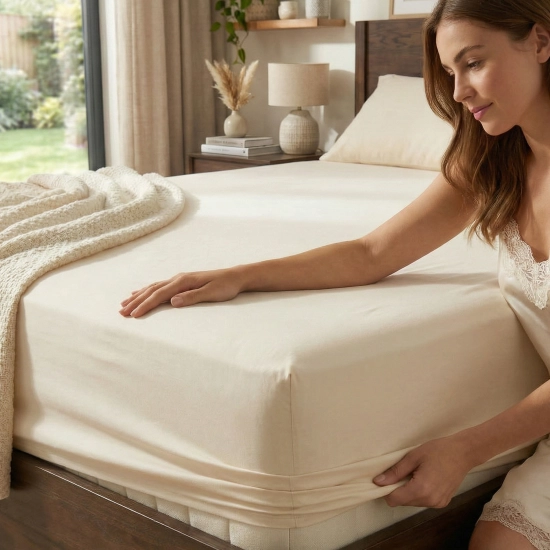 PRZEŚCIERADŁO Z GUMKĄ BAWEŁNIANE 80X160 cm + 15cm ECRU