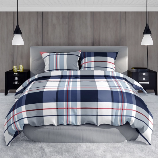 POŚCIEL 100% BAWEŁNA MORSKA KRATA POLSKI KOMPLET POŚCIELI