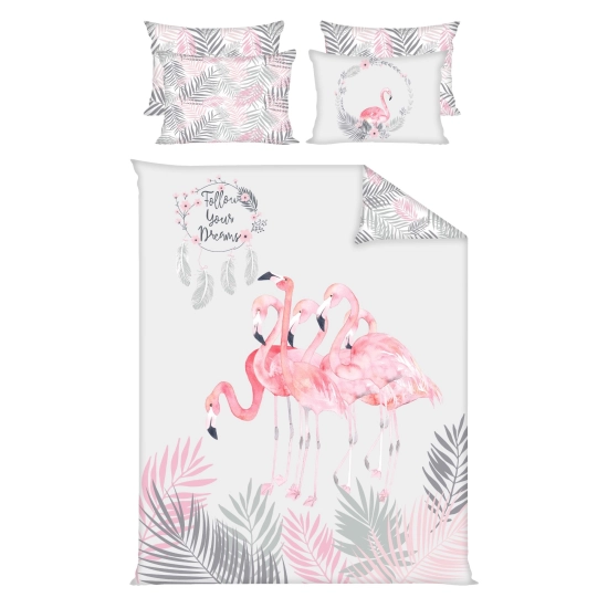 POŚCIEL POLSKA 100% BAWEŁNA KOMPLET FKAMINGI POSZEWKI POSZWA