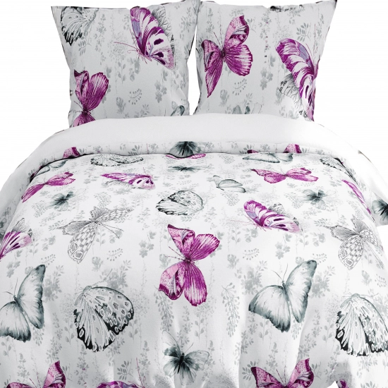 KOMPLET POŚCIELI POLSKA 100% BAWEŁNA FIOLETOWY MOTYL 200x200