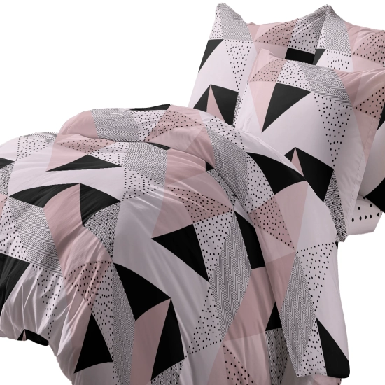 KOMPLET POŚCIELI POLSKA 100% BAWEŁNA TRÓJKĄTNY RÓŻ 180x200