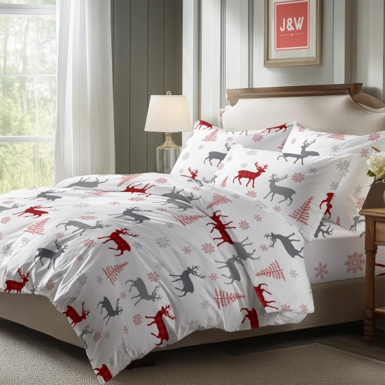 ŚWIATECZNA POŚCIEL POLSKA 100% BAWEŁNA PREMIUM LEŚNY DUET 200x200