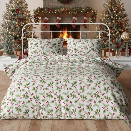 ŚWIATECZNA POŚCIEL POLSKA 100% BAWEŁNA PREMIUM JEMIOŁOWY SEN 200x200