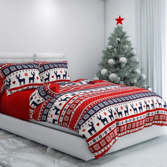 ŚWIATECZNA POŚCIEL POLSKA 100% BAWEŁNA PREMIUM RENIFEROWY RAJ 180x200