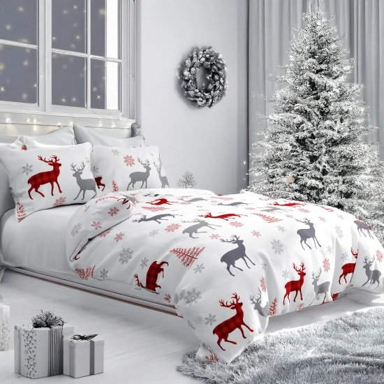 ŚWIATECZNA POŚCIEL POLSKA 100% BAWEŁNA PREMIUM LEŚNY DUET 200x200