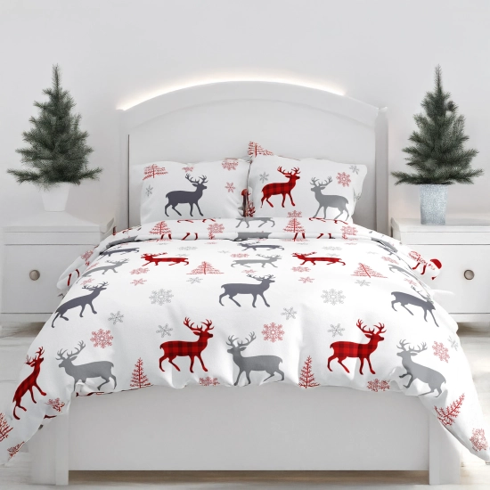 ŚWIATECZNA POŚCIEL POLSKA 100% BAWEŁNA PREMIUM LEŚNY DUET 200x200