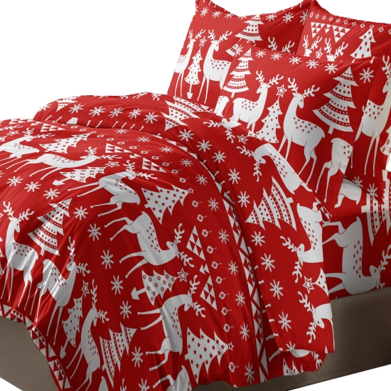 ŚWIATECZNA POŚCIEL POLSKA 100% BAWEŁNA PREMIUM CZERWONE ŚWIĘTA 200x200