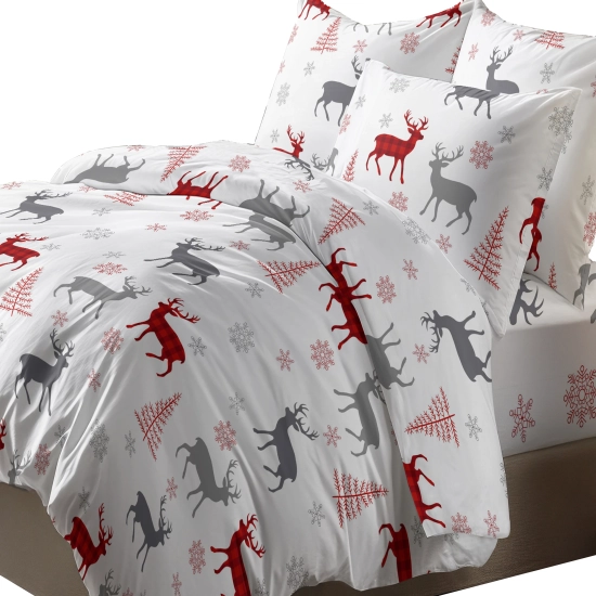 ŚWIATECZNA POŚCIEL POLSKA 100% BAWEŁNA PREMIUM LEŚNY DUET 200x200