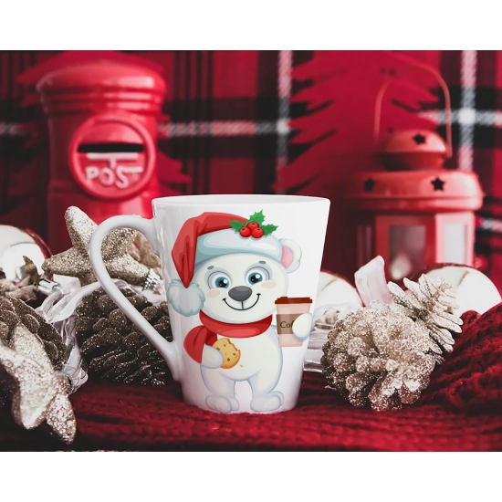 ŚWIĄTECZNY KOMPLET KUBKÓW 330ml LATTE PREZENT MIKOŁAJ ZESTAW W PUDEŁKU DRUK