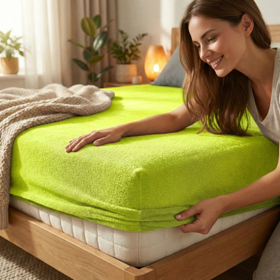 PRZEŚCIERADŁO FROTTE 70X140 Z GUMKĄ GRUBE POLSKIE LIMONKA