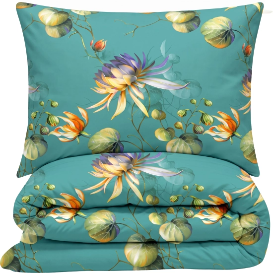 Pościel Flanelowa Morska Kwiaty 4cz Prześcieradło 180x230 Laguna