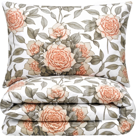 Pościel Flanelowa Kwiaty Piwonie 4cz Prześcieradło 220x230 Peonia