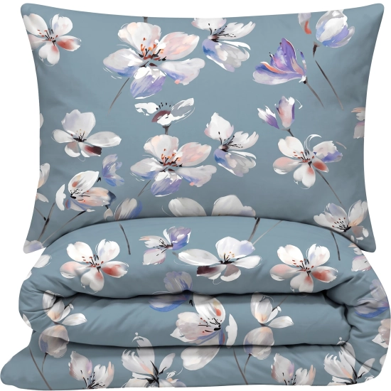 Pościel Flanelowa Błękitne Kwiaty 4cz Prześcieradło 180x230 Iris