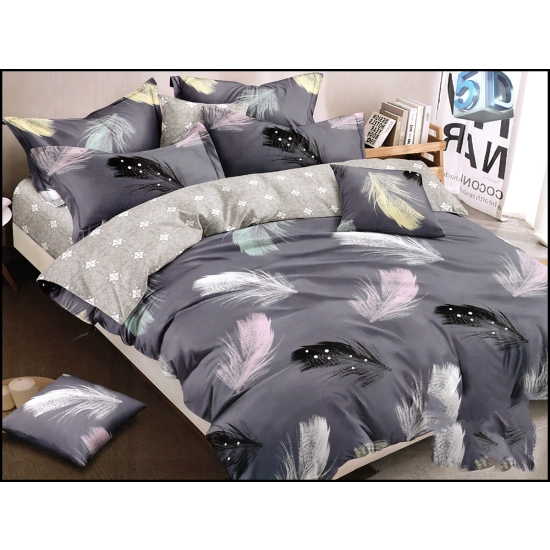 KOMPLET POŚCIELI DWUSTRONNA POŚCIEL 140x200 +2 POSZEWKI SATYNA BAWEŁNIANA