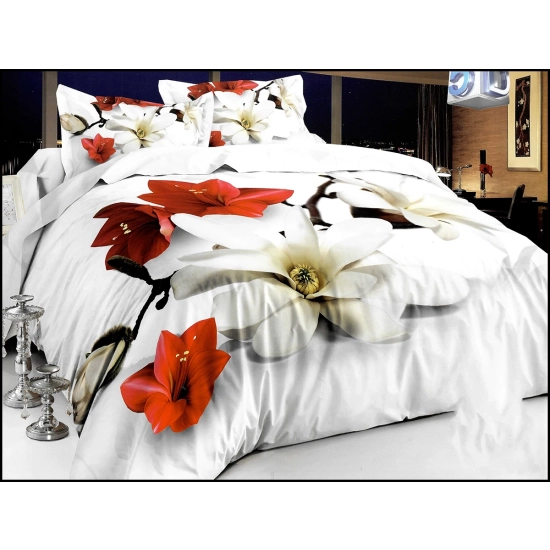 KOMPLET POŚCIELI SATYNA BAWEŁNIANA Z PRZEŚCIERADŁEM POSZWA