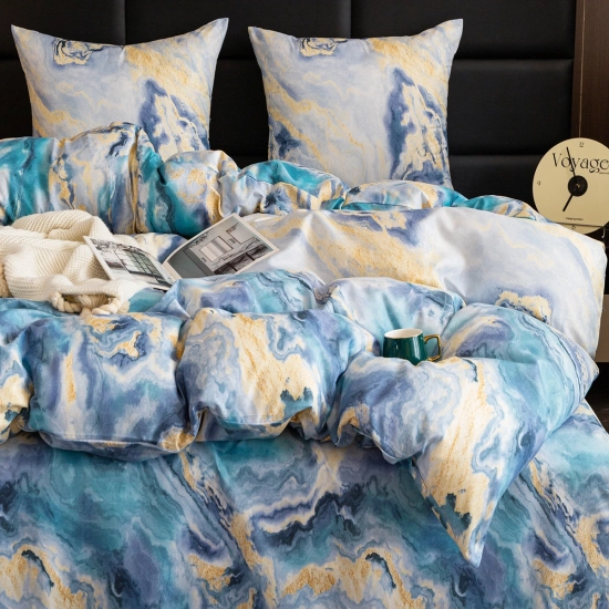 KOMPLET POŚCIELI DWUSTRONNA POŚCIEL 140x200 +2 POSZEWKI SATYNA BAWEŁNIANA