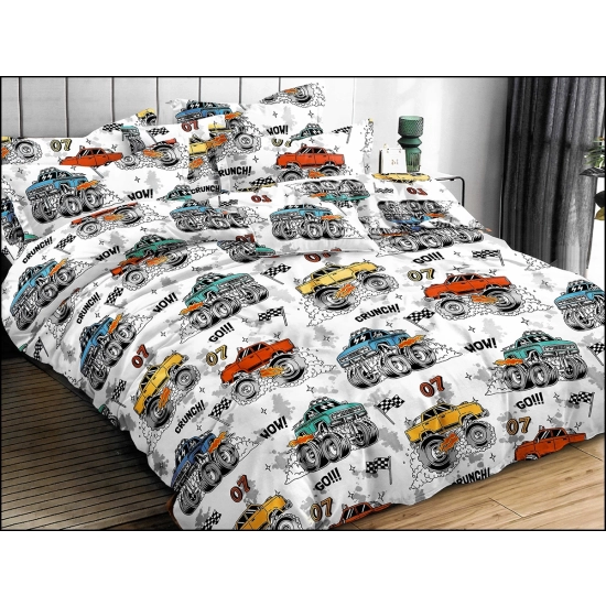 KOMPLET POŚCIELI DWUSTRONNA POŚCIEL 150x200 +2 POSZEWKI SATYNA BAWEŁNIANA