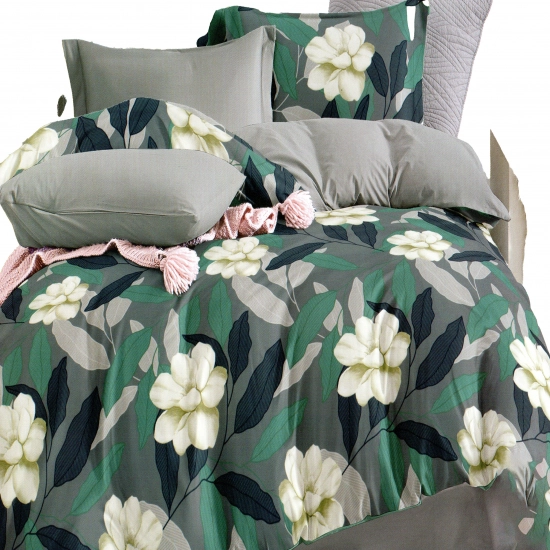 KOMPLET POŚCIELI SATYNA BAWEŁNIANA Z PRZEŚCIERADŁEM POSZWA