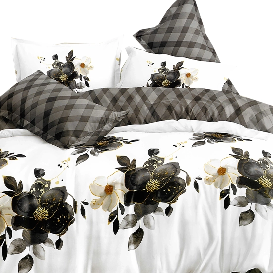 KOMPLET POŚCIELI DWUSTRONNA POŚCIEL 200x200 +2 POSZEWKI SATYNA BAWEŁNIANA