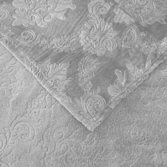 KOC TŁOCZONY NA ŁÓŻKO IMPERIAL MIKROFIBRA 160X200 NARZUTA JASNY SZARY