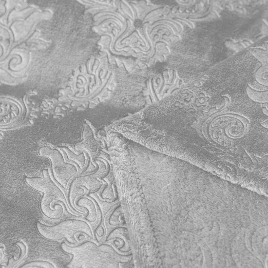 KOC TŁOCZONY NA ŁÓŻKO IMPERIAL MIKROFIBRA 160X200 NARZUTA JASNY SZARY