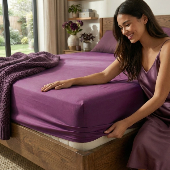 PRZEŚCIERADŁO JERSEY 140X200 Z GUMKĄ GRUBE POLSKIE FIOLET