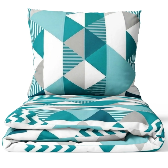 Pościel Geometryczna 150x200 + Prześcieradło Lazurowy Pryzmat