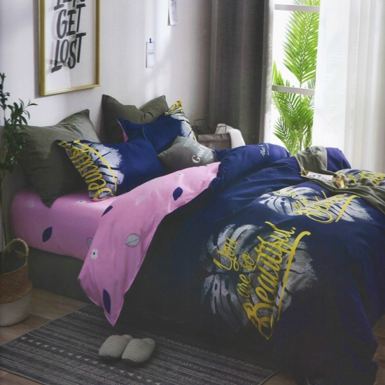 KOMPLET POŚCIELI 100% BAWEŁNA DWUSTRONNA POŚCIEL 150x200 + PRZEŚCIERADŁO